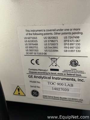 GE Analytical Sievers 900 TOC Analyzer Lot 708