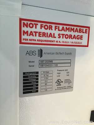 Unidade de Refrigeração American BioTech Supply ABT-2020MB
