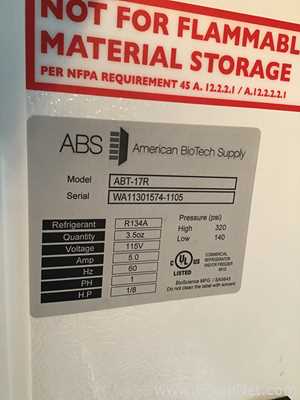 American BioTech Supply ABT-17R Refrigerator