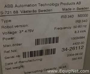 ABB IRB340 Robotic Feeder With Robot Support and Robot Controller