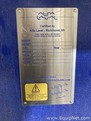 29.1 Sq. Ft. Alpha Laval Stainless Steel Plate and Frame Heat Exchanger