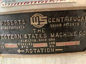 Centerslung/Centrífuga de Cesta Western States Machine Company G-16.  48 Polegadas