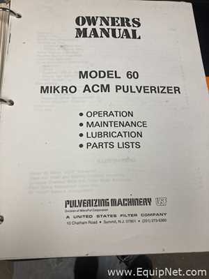 Pulverizador aço inox Pulverizing Machinery Co 60 Mikro ACM Pulverizer