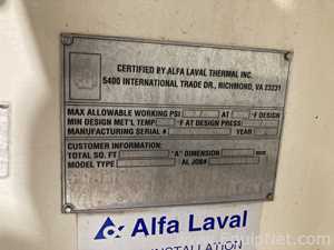 Approx. 60 Sq. Ft. Alpha Laval Stainless Steel Plate and Frame Heat Exchanger  E-4811