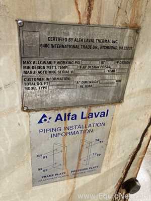 27.1 Sq. Ft. Alpha Laval Stainless Steel Plate and Frame Heat Exchanger  E-1515