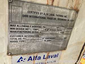 27.1 Sq. Ft. Alpha Laval Stainless Steel Plate and Frame Heat Exchanger  E-1515
