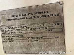 96.5 Sq. Ft. Alpha Laval Stainless Steel Plate and Frame Heat Exchanger  E-1516