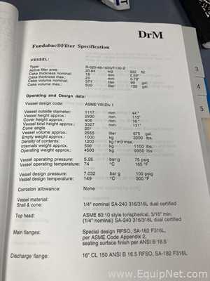Filtro de Presión Acero inoxidable DrM, Dr. Muller AG, Switzerland Fundabac R-020-48-1650/T130Z