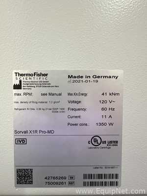 Centrífuga para laboratorio Thermo Fisher Scientific Sorvall X1R PRO-MD
