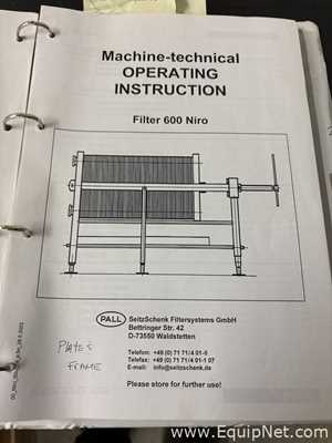 Prensa de Filtro PALL SeitzSchenk Filtersystems GmbH Niro 600/150