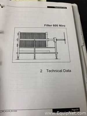 Prensa de Filtro PALL SeitzSchenk Filtersystems GmbH Niro 600/150