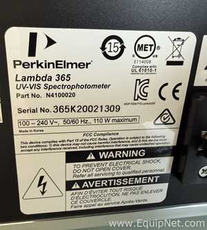 Perkin Elmer Lambda 365 UV/Vis Spectrophotometer