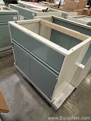 Lot of Lab Storage Counters and Cabinets, Agave and Light Neutral Colors and one pump