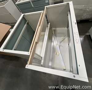 Lot of Lab Storage Counters and Cabinets, Agave and Light Neutral Colors and one pump