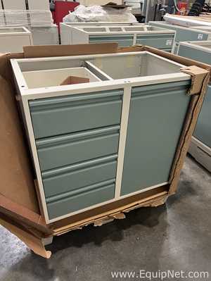 Lot of Lab Storage Counters and Cabinets, Agave and Light Neutral Colors and one pump