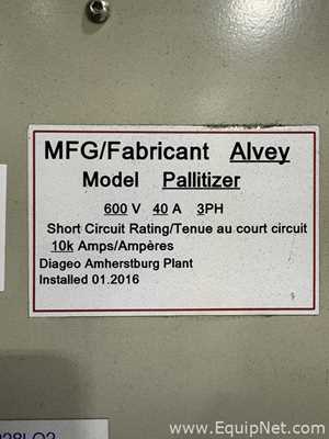 Alvey Model 881 Palletizer and ITW Muller F239 Octopus Pallet Wrapper Line