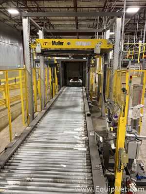 Alvey Model 881 Palletizer and ITW Muller F239 Octopus Pallet Wrapper Line