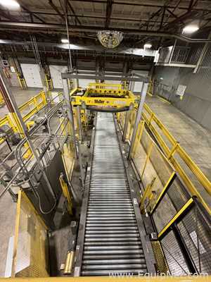 Alvey Model 881 Palletizer and ITW Muller F239 Octopus Pallet Wrapper Line