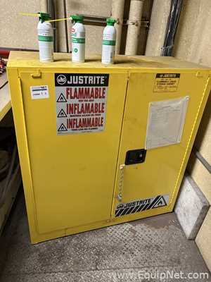 Two Cabinets With Miscelleaneous Repair Parts, One Justrite Flamable Cabinet