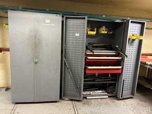 Two Cabinets With Miscelleaneous Repair Parts, One Justrite Flamable Cabinet