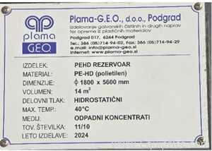 Plama-G.E.O., d.o.o., Podgrad PHED REZERVOAR 14000 Liter Vessel