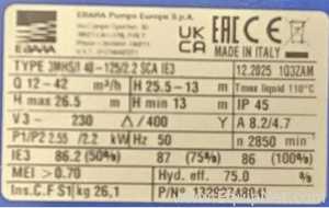 Ebara Stainless Steel Centrifugal Pump 12-42m3h