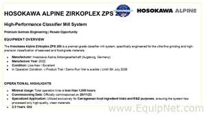 Clasificador Hosokawa Alpine Zirkoplex ZPS200