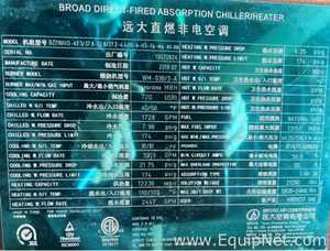 Resfriador Broad USA Inc BZ Double Stage Gas Fired Absorption Chiller. Sem Uso