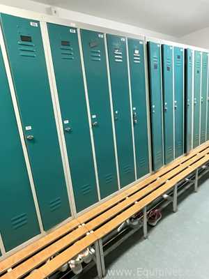 Lot of 2 4-Door Metal Wardrobe Lockers With Metal Stands