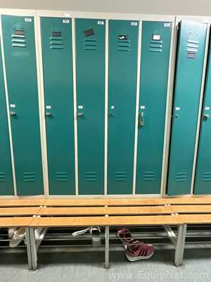 Lot of 2 4-Door Metal Wardrobe Lockers With Metal Stands