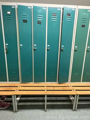 Lot of 2 4-Door Metal Wardrobe Lockers With Metal Stands