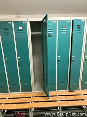 Lot of 2 4-Door Metal Wardrobe Lockers With Metal Stands