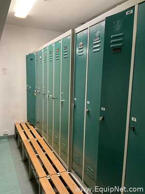 Lot of 2 4-Door Metal Wardrobe Lockers With Metal Stands