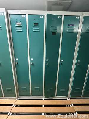 Lot of 2 4-Door Metal Wardrobe Lockers With Metal Stands
