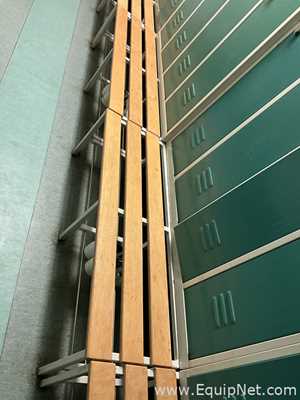 Lot of 2 4-Door Metal Wardrobe Lockers With Metal Stands