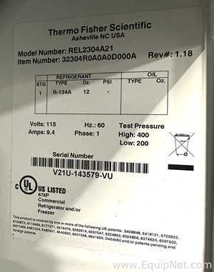 Thermo Fisher Scientific REL2304A21 Revco Refrigerator