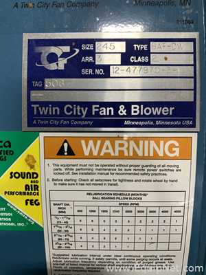 Sopladora Twin City Fan and Blower BAF-DW. Sin usar