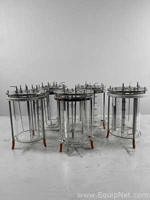Lot of Broadley James 2.5L Glass Bioreactor Vessel S Headplate Ports Impeller Stand