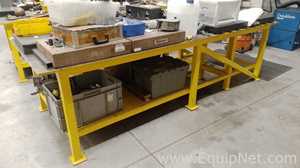 Lot of 5 Steel Work Tables with 3/4 Inch Plate Tops - 48 x 126 x 35 Inches
