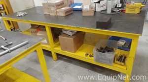 Lot of 5 Steel Work Tables with 3/4 Inch Plate Tops - 48 x 126 x 35 Inches