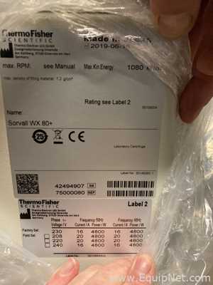 Centrífuga ThermoFisher Sorvall WX 80+ sin Utilizar