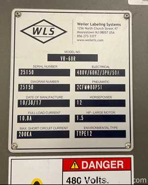 Rotuladora Weiler Labeling Systems VR-60R