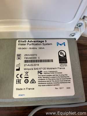 Sistema de Purificación y Destilación de Agua Millipore Elix Advantage 3