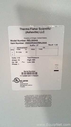 Thermo Fisher Scientific REL5004A Revco Double Solid Door Refrigerator