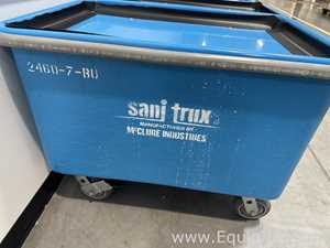 Lot of 4 McClure Industries Sani Trux 2460-7-BU Poly Box Truck Carts
