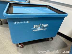 Lot of 4 McClure Industries Sani Trux 2460-7-BU Poly Box Truck Carts