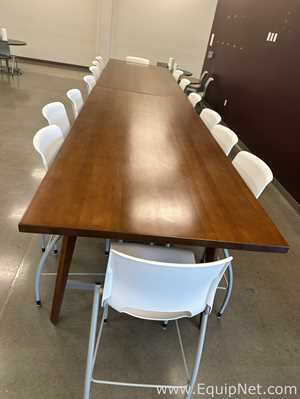 Wood Top Counter Height Conference / Cafeteria Table with HON Stools