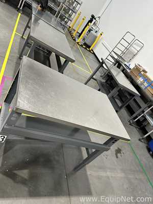 Stainless Steel Top Adjustable Height Industrial Workbench with Lower Shelf