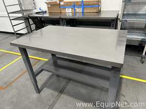 Stainless Steel Top Adjustable Height Industrial Workbench with Lower Shelf