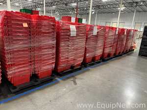Lot of Red Plastic Attached Lid Storage Totes